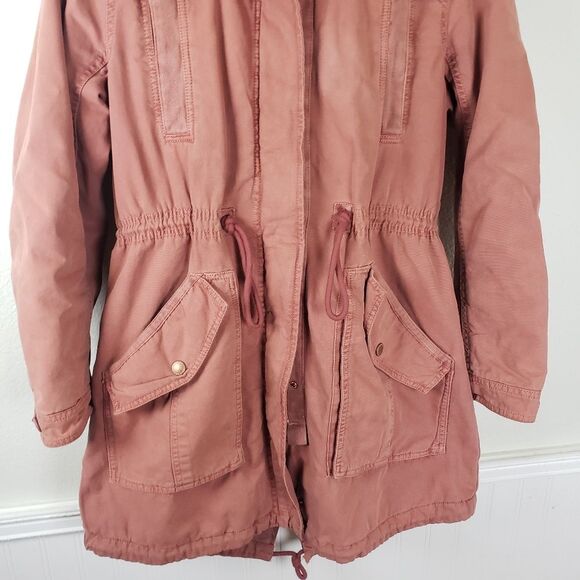 Women's American Eagle Outfitters Pink Winter Overcoat Faux Fur Jacket Medium - Picture 13 of 14